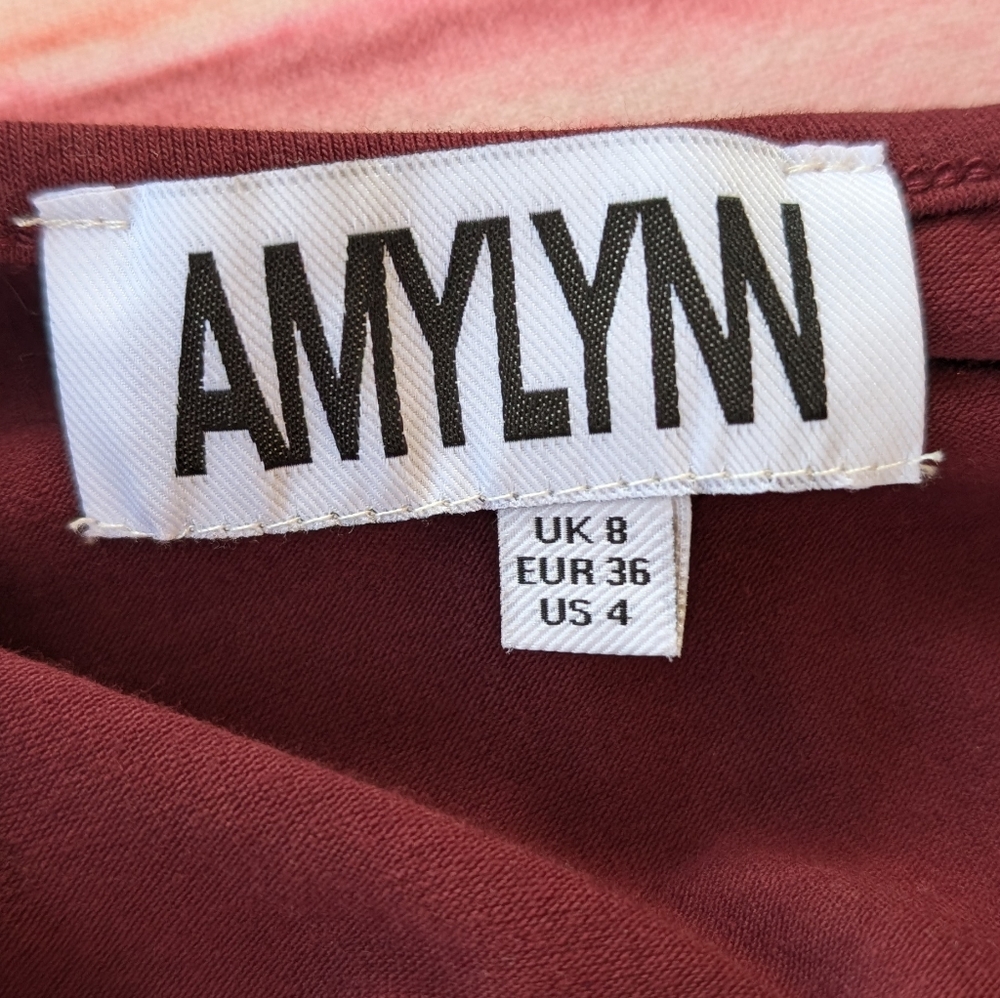 Amylynn Alexa Burgundy Puffball Dress 4US drop waist ruched dress - Picture 13 of 13